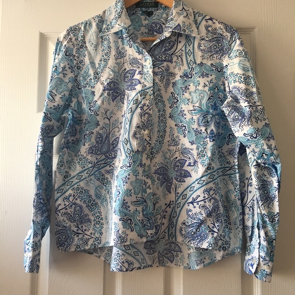 👗 Ralph Lauren Petite Paisley Print Shirt